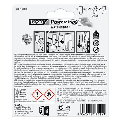 Ganchos tesa Powerstrips Waterproof Zoom de metal, blancos