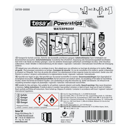Soporte para maquinillas de afeitar tesa Powerstrips Waterproof Zoom, de metal, blanco