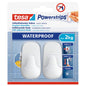 tesa Powerstrips Hooks, Waterproof L, Plastic, White