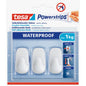 tesa Powerstrips Waterproof S Plastic Hooks, White