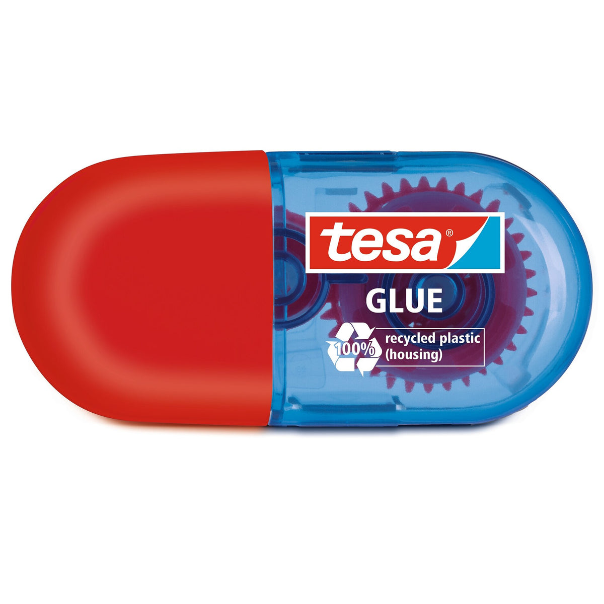 tesa GLUE ROLLER Permanent Mini, 6 m x 5 mm, transparente, con etiqueta