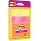 Un paquete de notas adhesivas 3M Post-it® Super Sticky (76x76 mm, 45 hojas cada una, 3 bloques/paquete) en varios colores, 100% certificado PEFC (SGSCH-PEFC-COC-110078), en un embalaje transparente con el logotipo de 3M Deutschland GmbH.