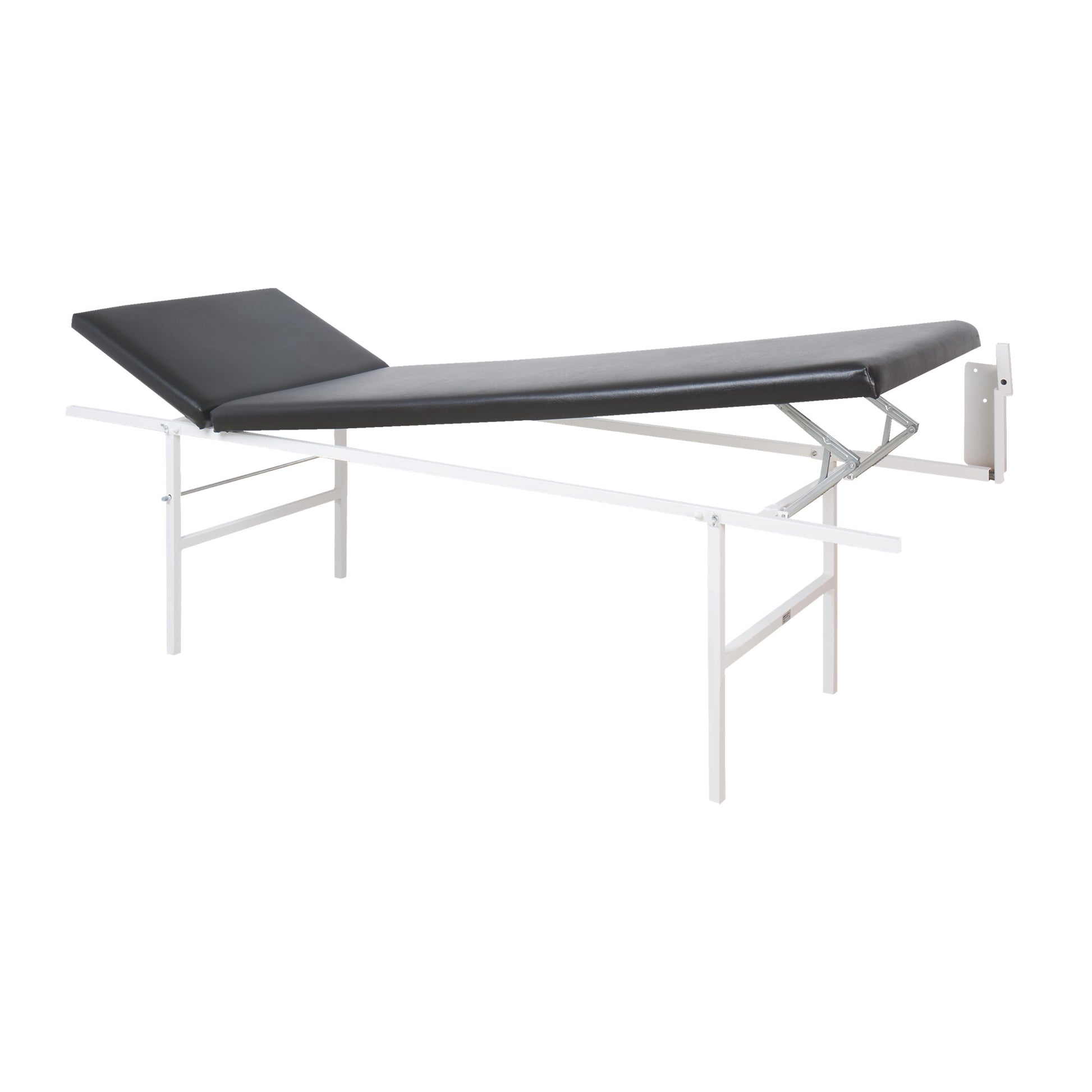 Wall-Mounted Folding Examination Table, Head-to-Foot Adjustable, Horizontal, Black