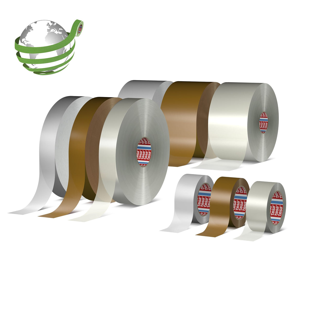 Cinta de embalaje tesa 60412 de poliéster reciclado, 66 m x 50 mm, transparente – Surtido