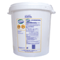 Un cubo blanco de 30L DR.SCHNELL RAPA PLUS con tapa, ayudas de dosificación y accesorios, con información del producto e instrucciones en letras azules y amarillas en el lateral. Marca: DR.SCHNELL GmbH & Co. KGaA.