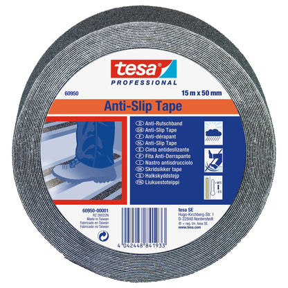 tesa Professional 60950 / 60952 Anti-Slip Tape, Black, 15 m x 50 mm