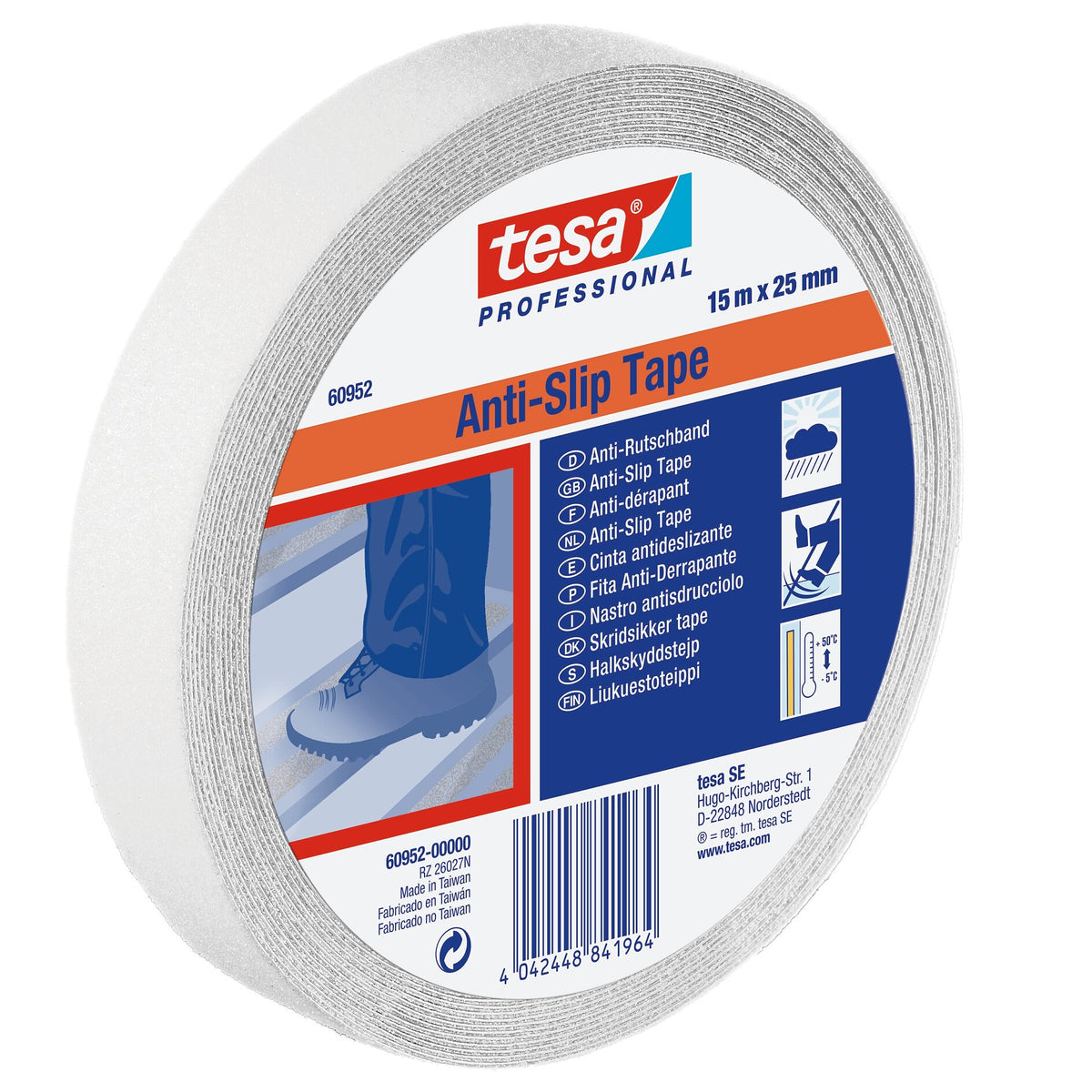 tesa Professional 60950 / 60952 Transparent Anti-Slip Tape, 15 m x 25 mm