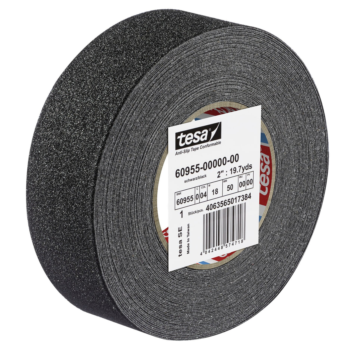 Cinta antideslizante tesa 60955, extremadamente flexible, 18 m x 50 mm, negra