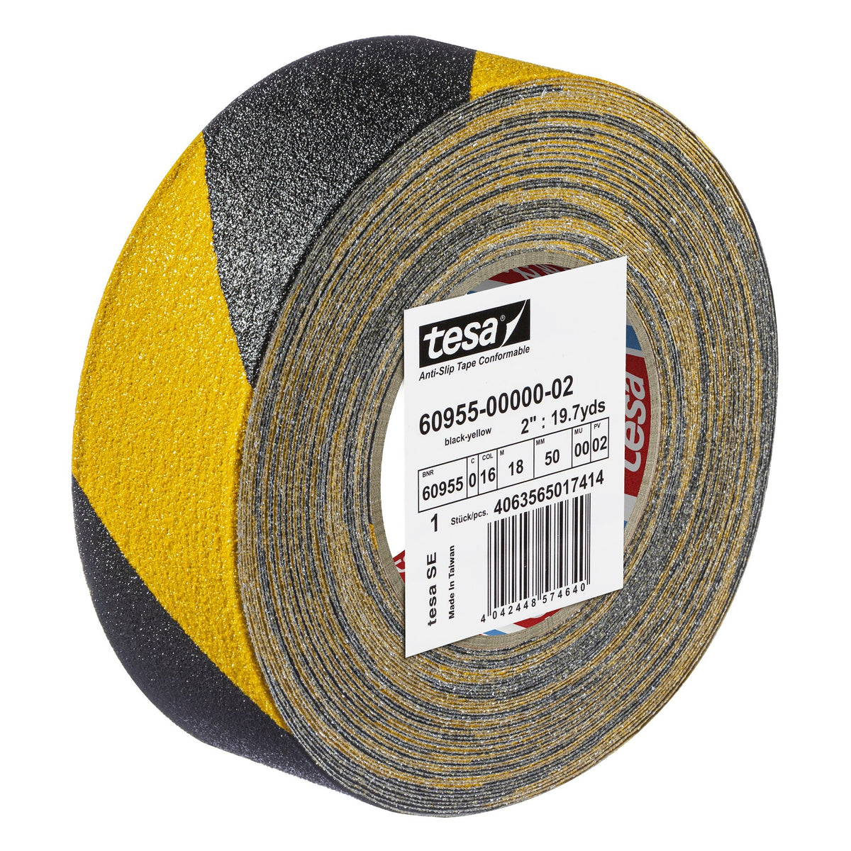 Cinta antideslizante tesa 60955, extremadamente flexible, 18 m x 50 mm, negra y amarilla