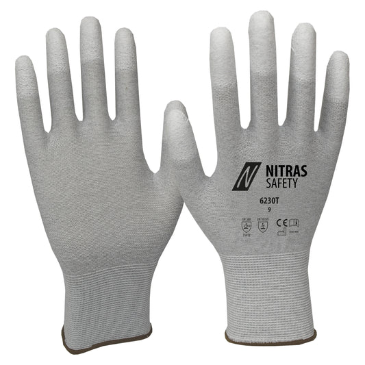 Guantes antiestáticos NITRAS, gris / blanco