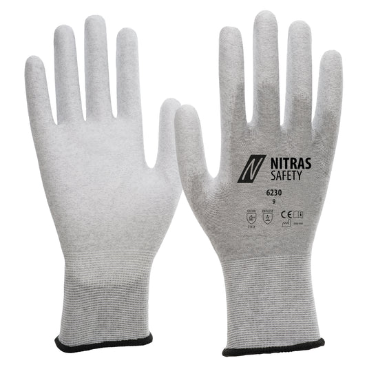 Guantes antiestáticos NITRAS, gris / blanco