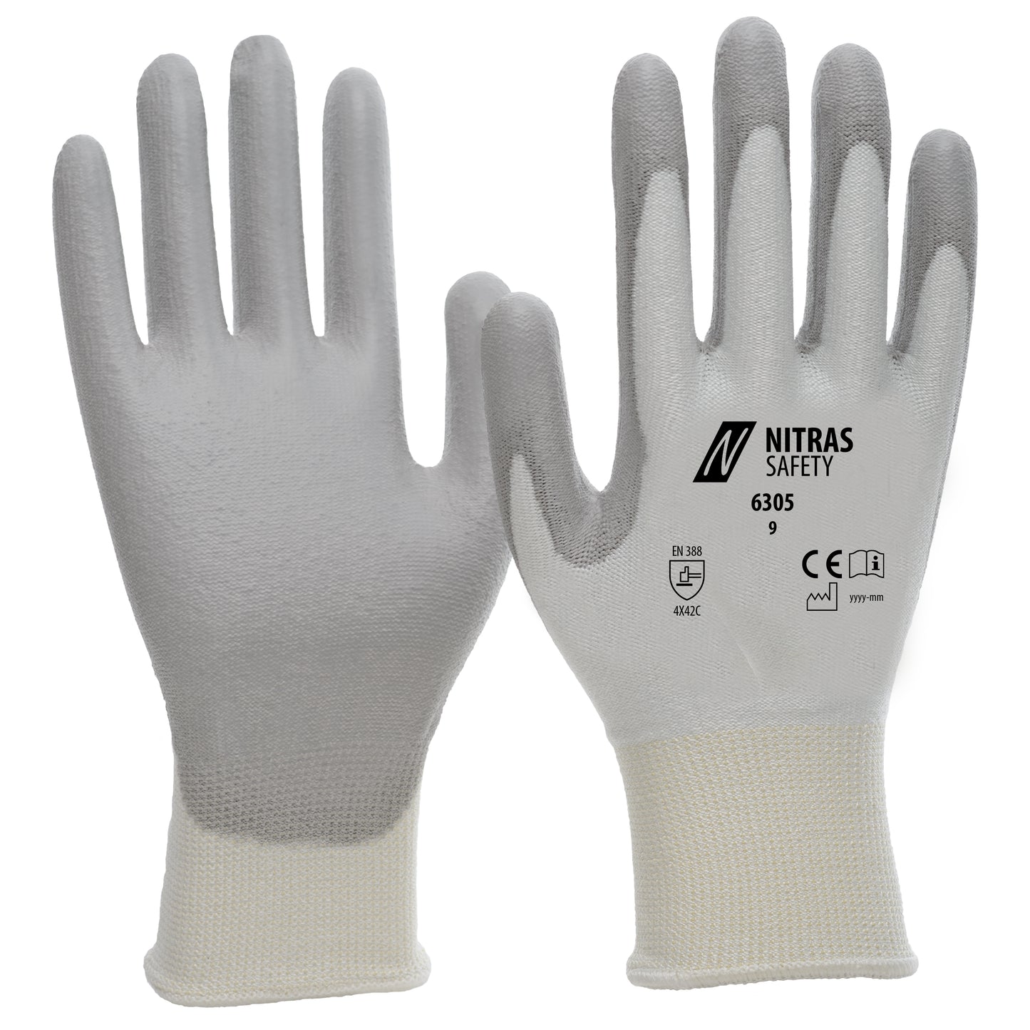 Guantes de protección contra cortes NITRAS, blanco / gris