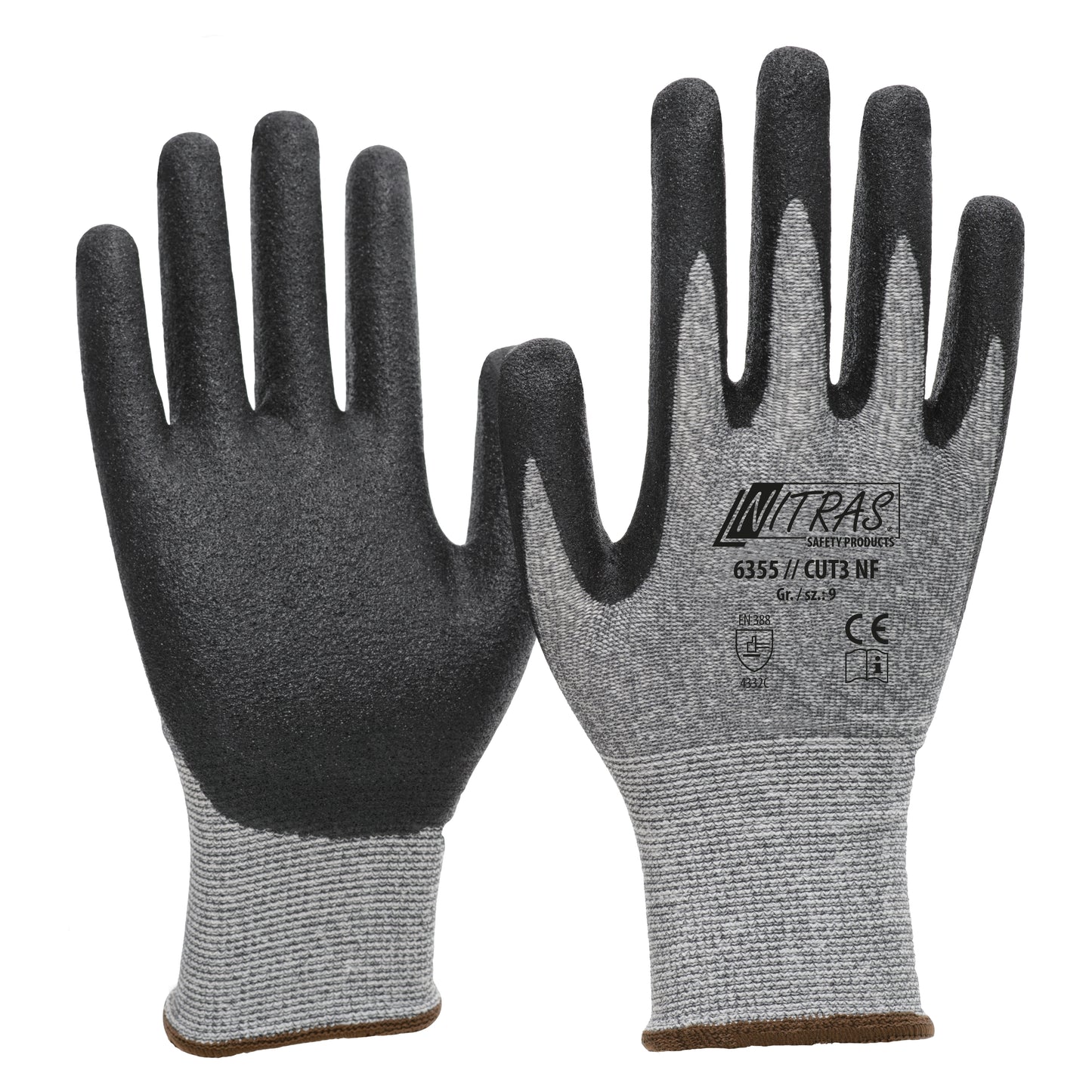 NITRAS CUT C NF, guantes de protección contra cortes, gris / negro