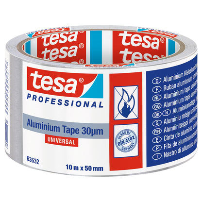 tesa Professional 63632 ALU Universal Tape, Silver-Gray, 10 m x 50 mm