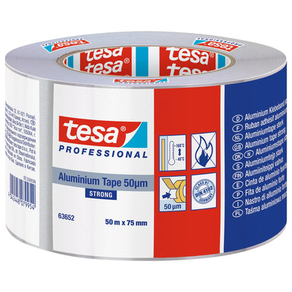 tesa Professional 63652 Extra-Strong Aluminum Tape, Silver-Gray, 50 m x 75 mm