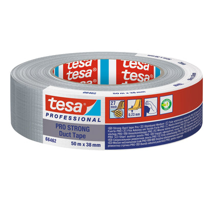 Cinta adhesiva tesa PRO 66462PRO STRONG, con más del 60 % de plástico reciclado, gris, 50 m x 38 mm