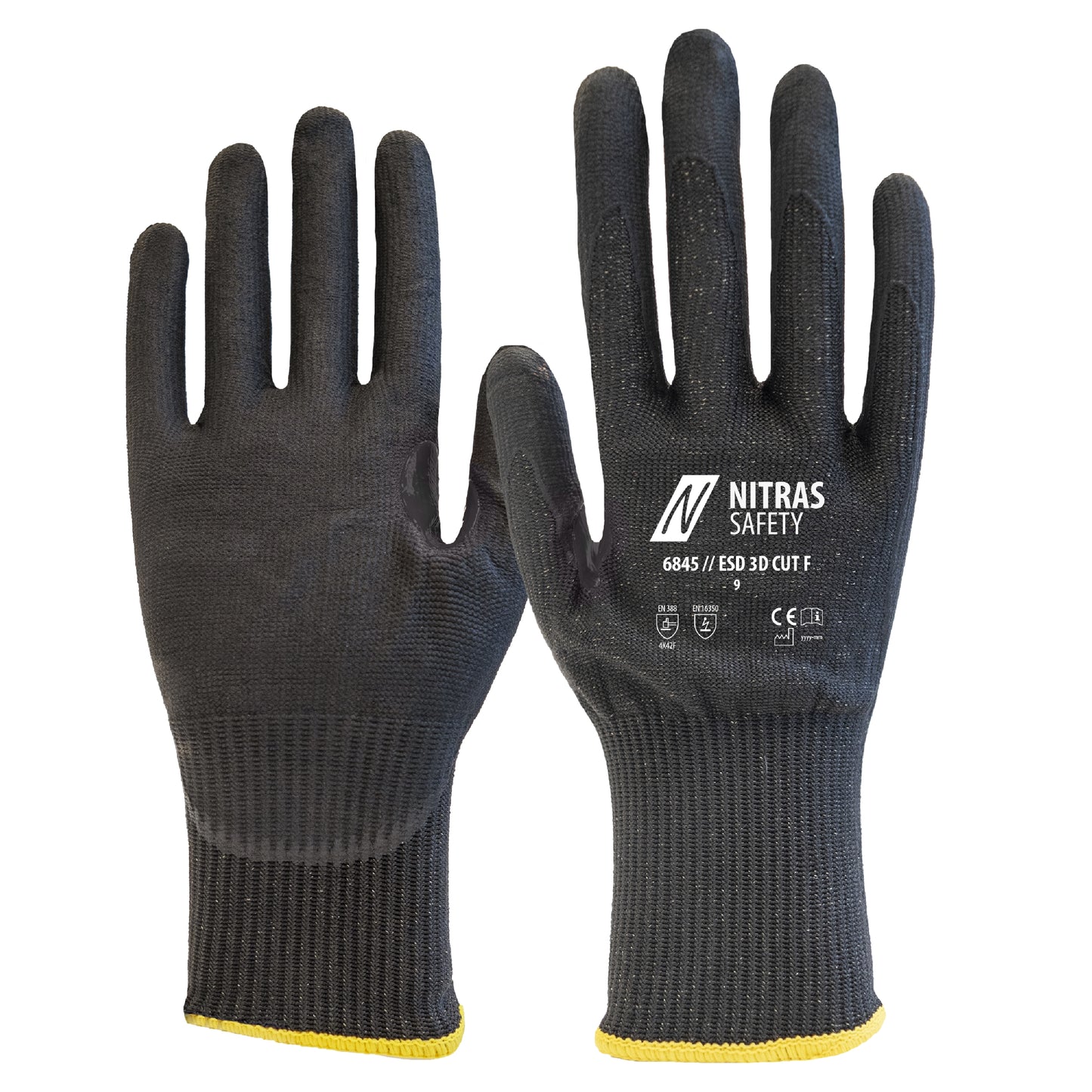 NITRAS ESD 3D CUT F, guantes de protección contra cortes, negro