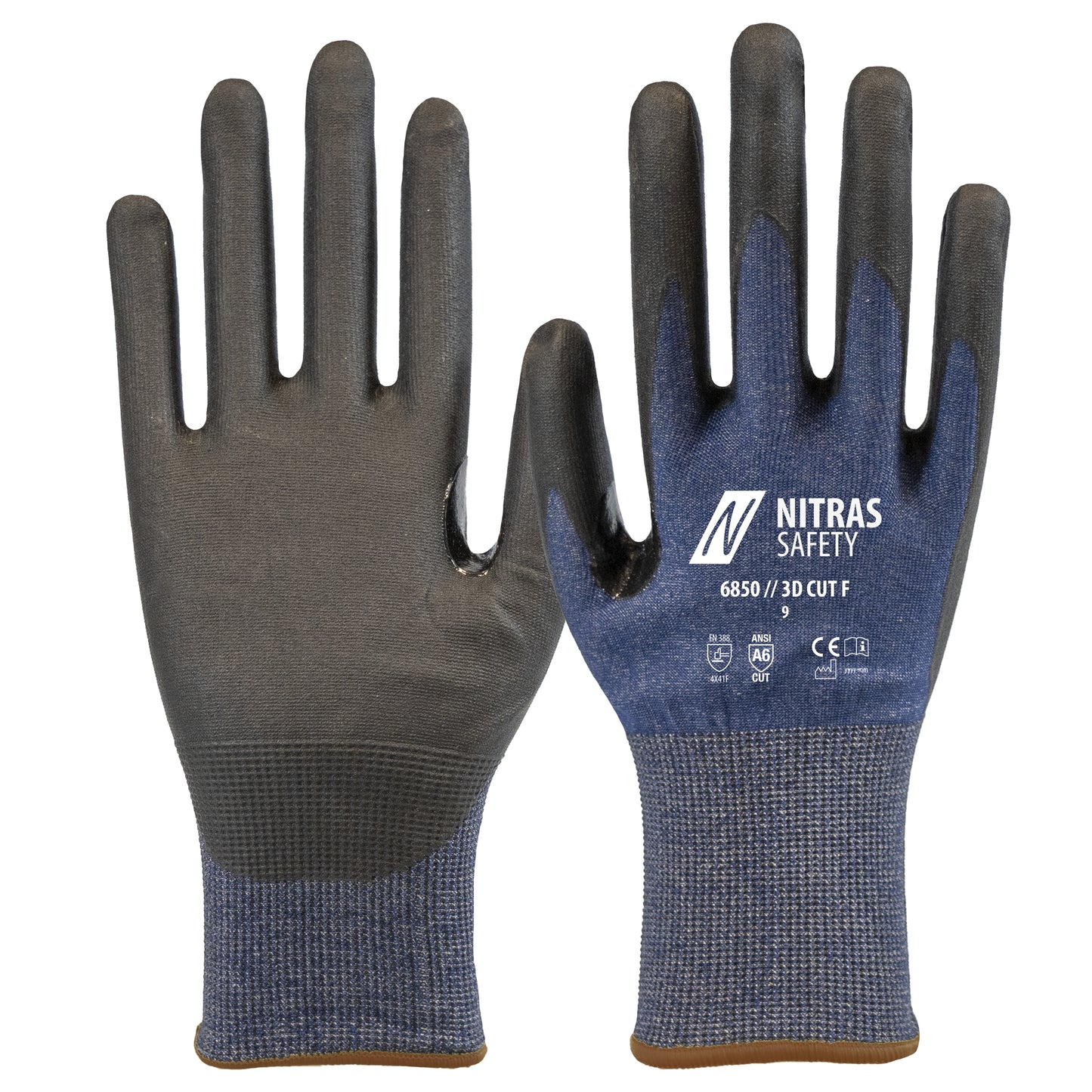 NITRAS 3D CUT F, guantes de protección contra cortes, azul marino / negro