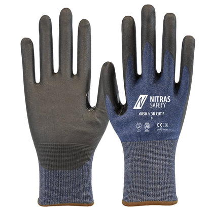 NITRAS 3D CUT F, cut protection gloves, navy blue / black