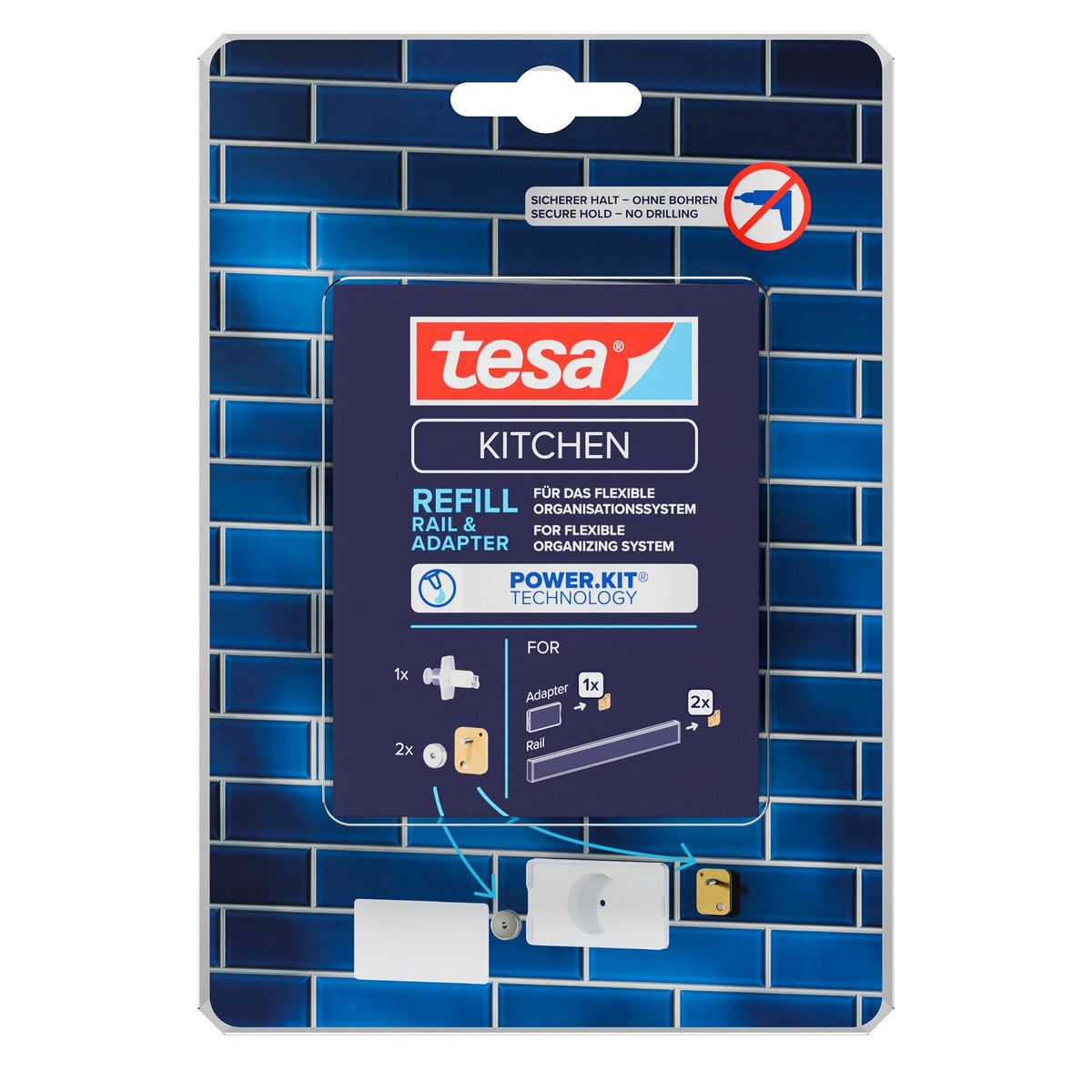 Recambio tesa Power.Kit para juegos de organizadores de cocina: barra y adaptador