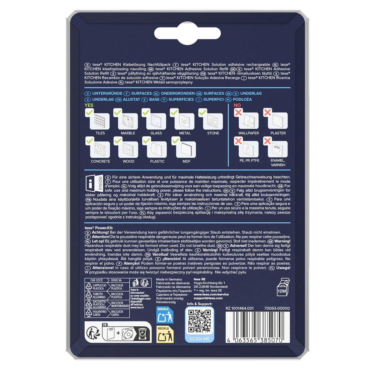 Recambio tesa Power.Kit para juegos de organizadores de cocina: barra y adaptador