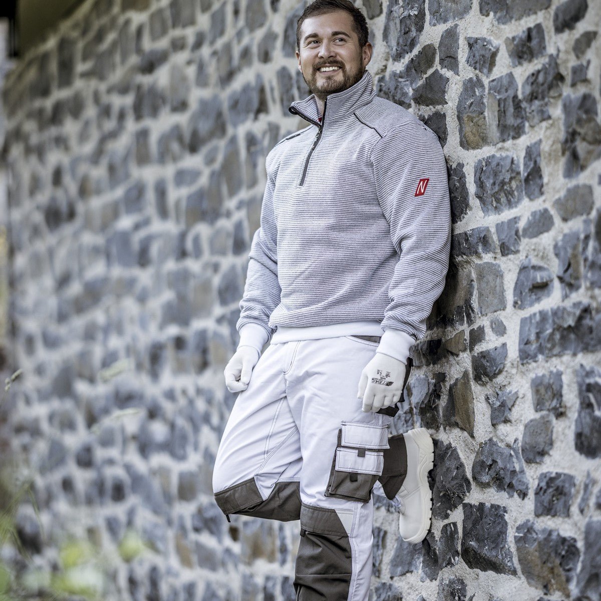 NITRAS MOTION TEX PLUS, work trousers, long, white / gray