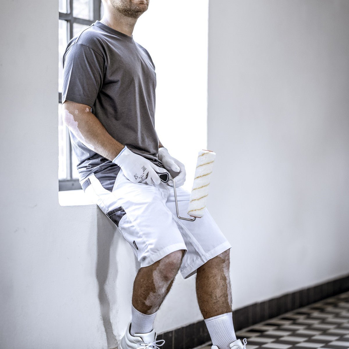 NITRAS MOTION TEX LIGHT, pantalón de trabajo, corto, blanco / gris