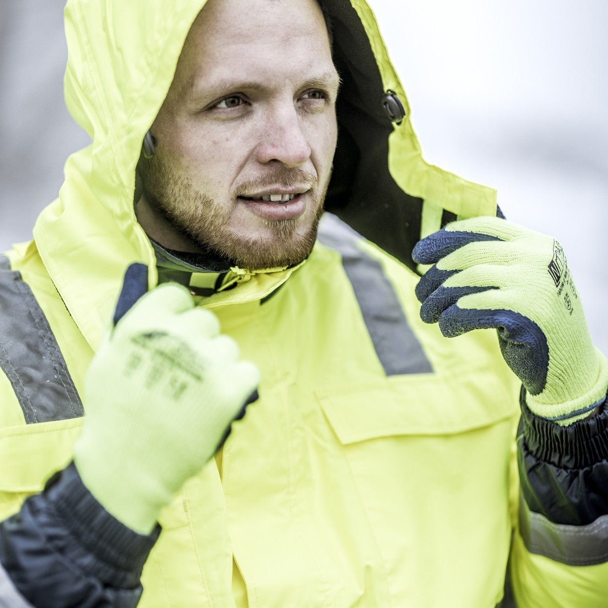 NITRAS removable winter hood, neon yellow, OEKO-TEX polyester: 100% | Pack (1 piece)