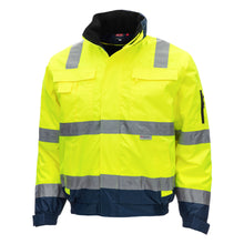 NITRAS MOTION TEX VIZ PLUS, chaqueta de piloto de alta visibilidad, amarillo neón / azul marino