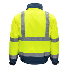 NITRAS MOTION TEX VIZ PLUS, chaqueta de piloto de alta visibilidad, amarillo neón / azul marino
