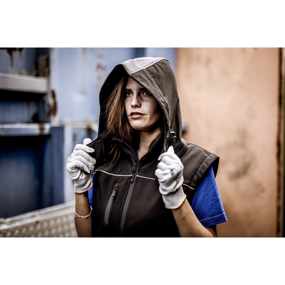 NITRAS removable hood, gray / black, OEKO-TEX polyester: 94%; Elastane: 6% | Pack (1 piece)