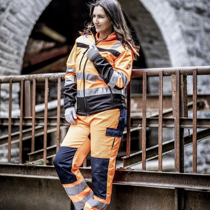 NITRAS MOTION TEX VIZ, chaqueta softshell de alta visibilidad, naranja neón / negro