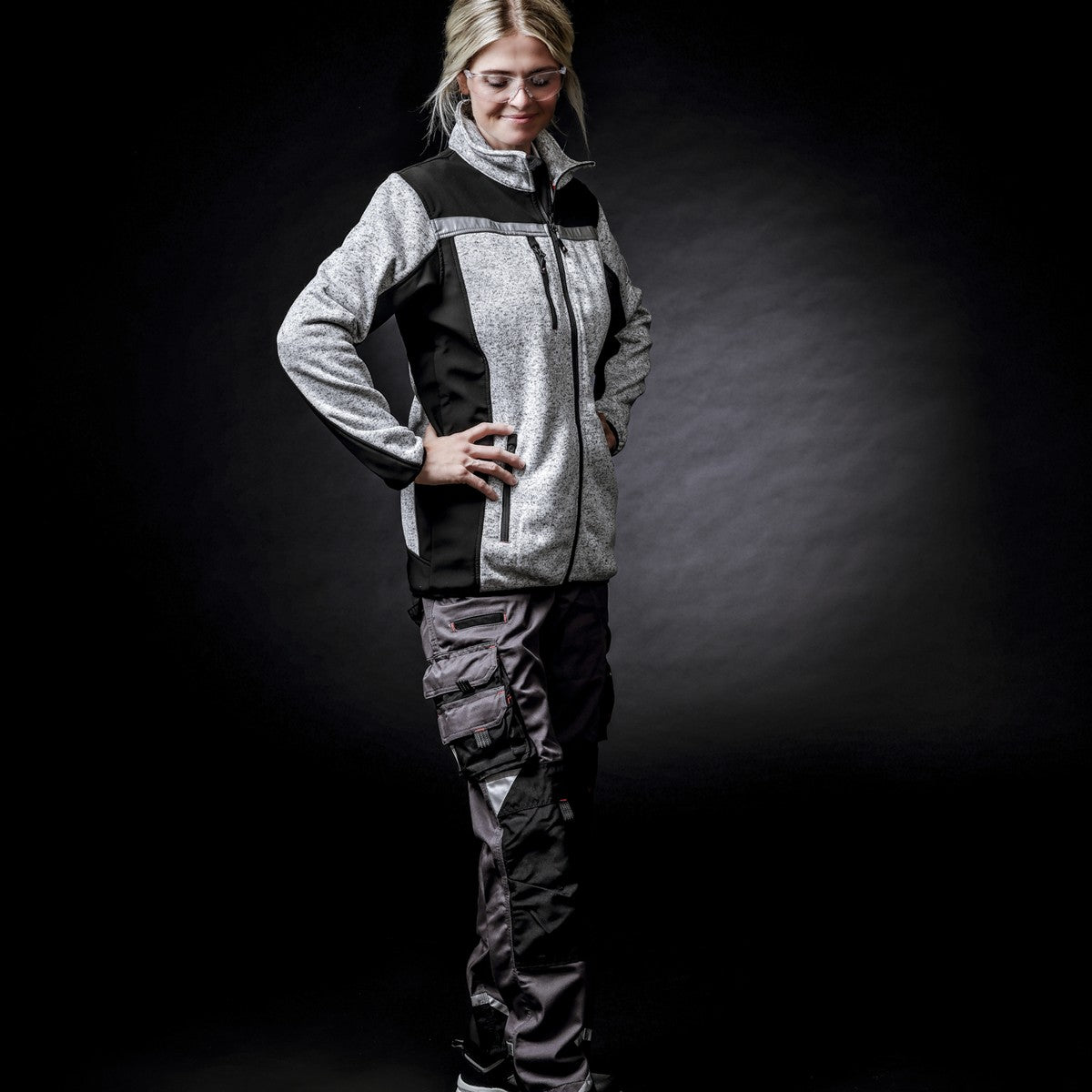 NITRAS MOTION TEX PLUS, chaqueta softshell de punto, gris claro / negro
