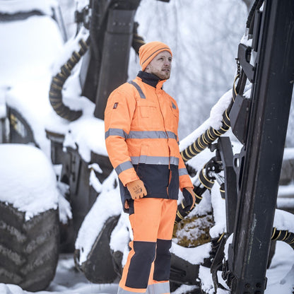 NITRAS MOTION TEX VIZ, parka de alta visibilidad, naranja neón / azul marino