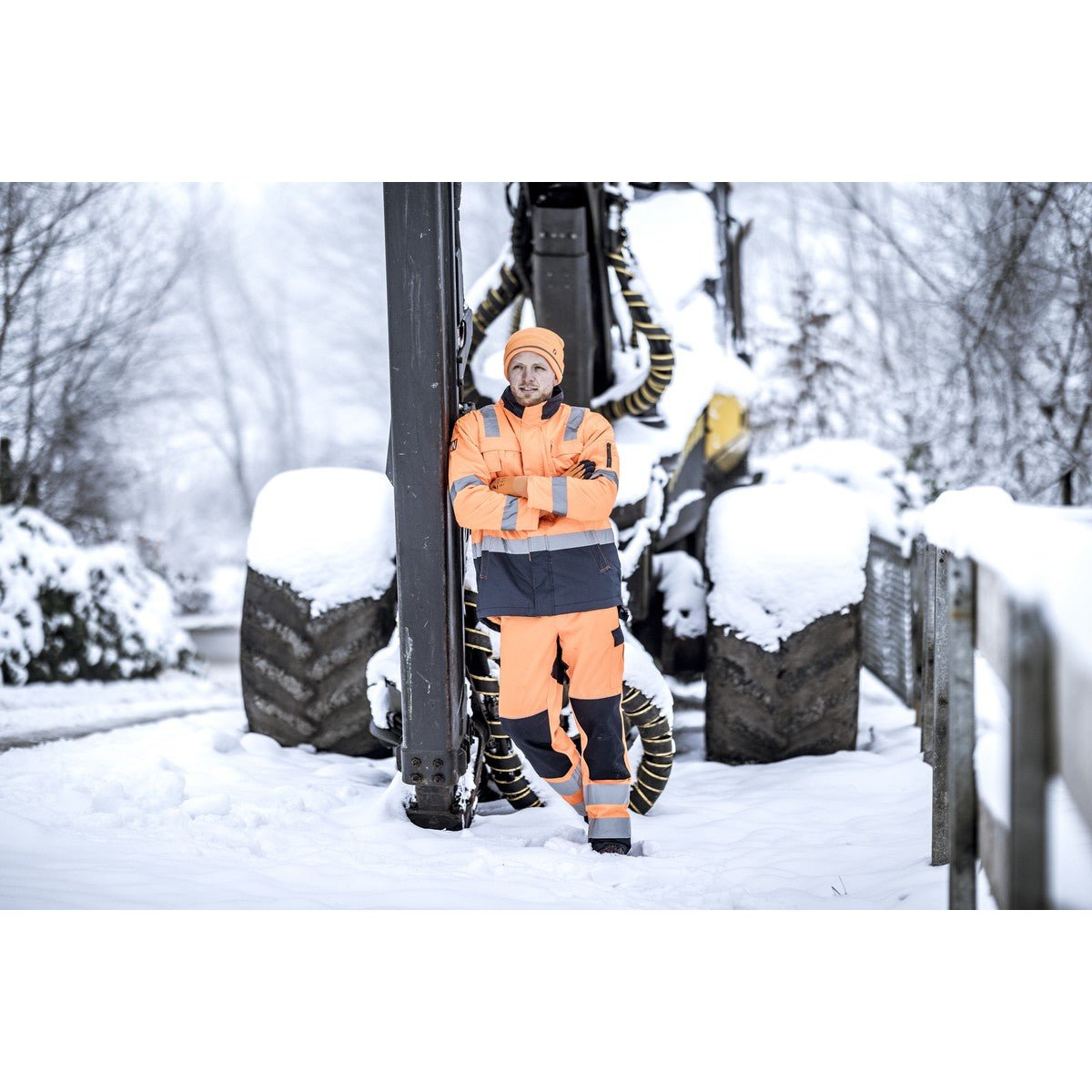 NITRAS MOTION TEX VIZ, parka de alta visibilidad, naranja neón / azul marino