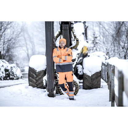 NITRAS MOTION TEX VIZ, parka de alta visibilidad, naranja neón / azul marino