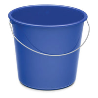 El cubo doméstico de plástico de 10 litros de Nölle Profi Brush, fabricado por Nölle Profi Brush Bürsten- & Pinseltechnik e.K., es un cubo de plástico azul con asa metálica que aparece representado en posición vertical y vacío sobre un fondo blanco, ideal para la limpieza o las tareas domésticas.