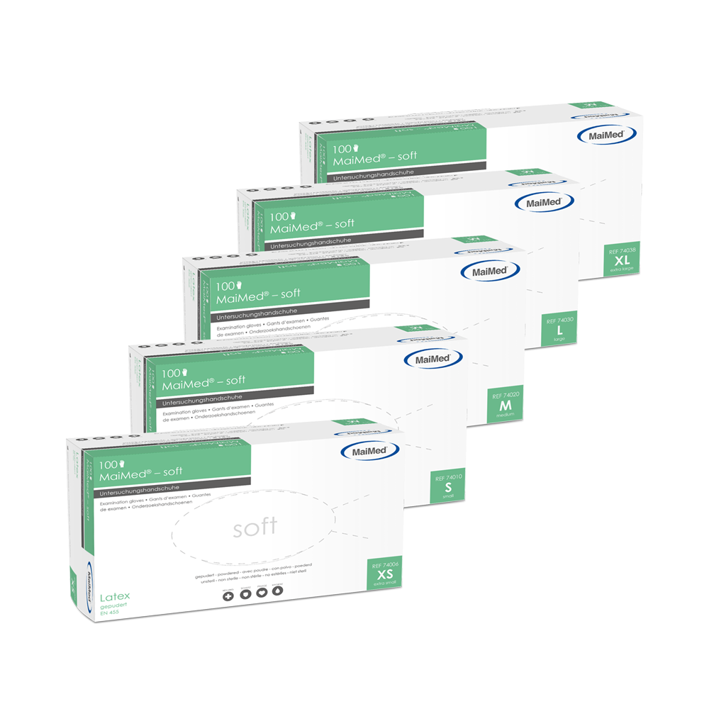 MaiMed-soft latex examination gloves, non-sterile, powdered, 100 pieces/box