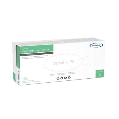 Guantes de examen de látex sensibles MaiMed, no estériles, sin polvo, 100 unidades/caja