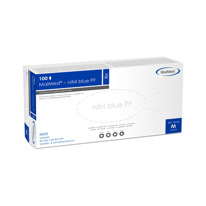 MaiMed-azul de nitrilo PF Blue, no estéril, en polvo. Guantes sin látex 100 piezas/caja