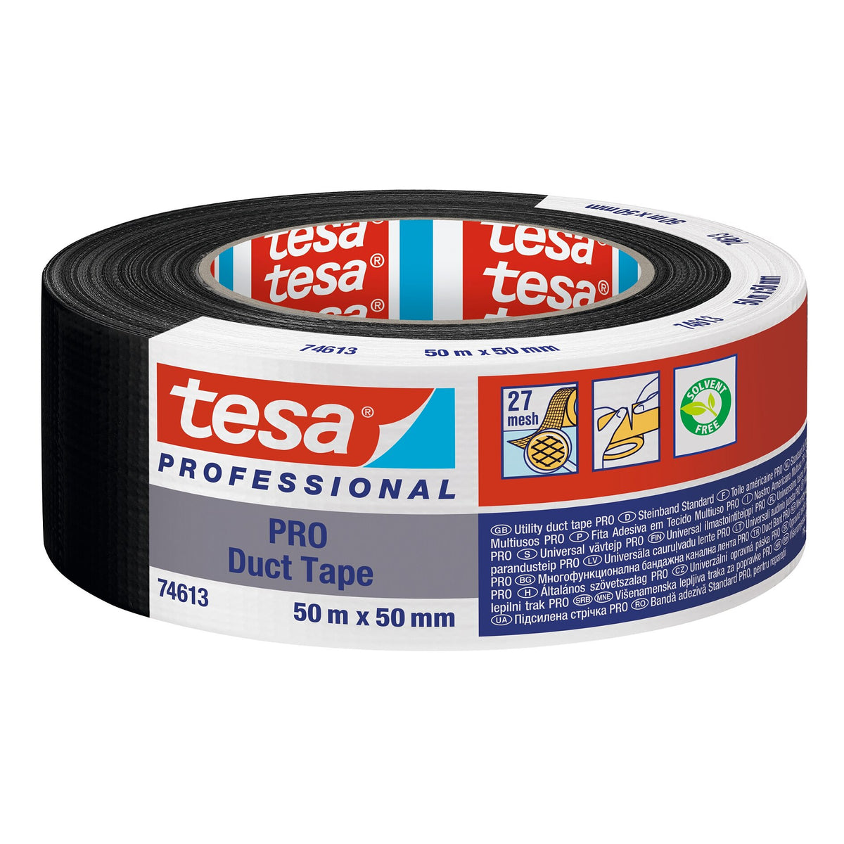 Cinta adhesiva tesa PRO 74613 >60 % de plástico reciclado, 50 m x 50 mm, negra