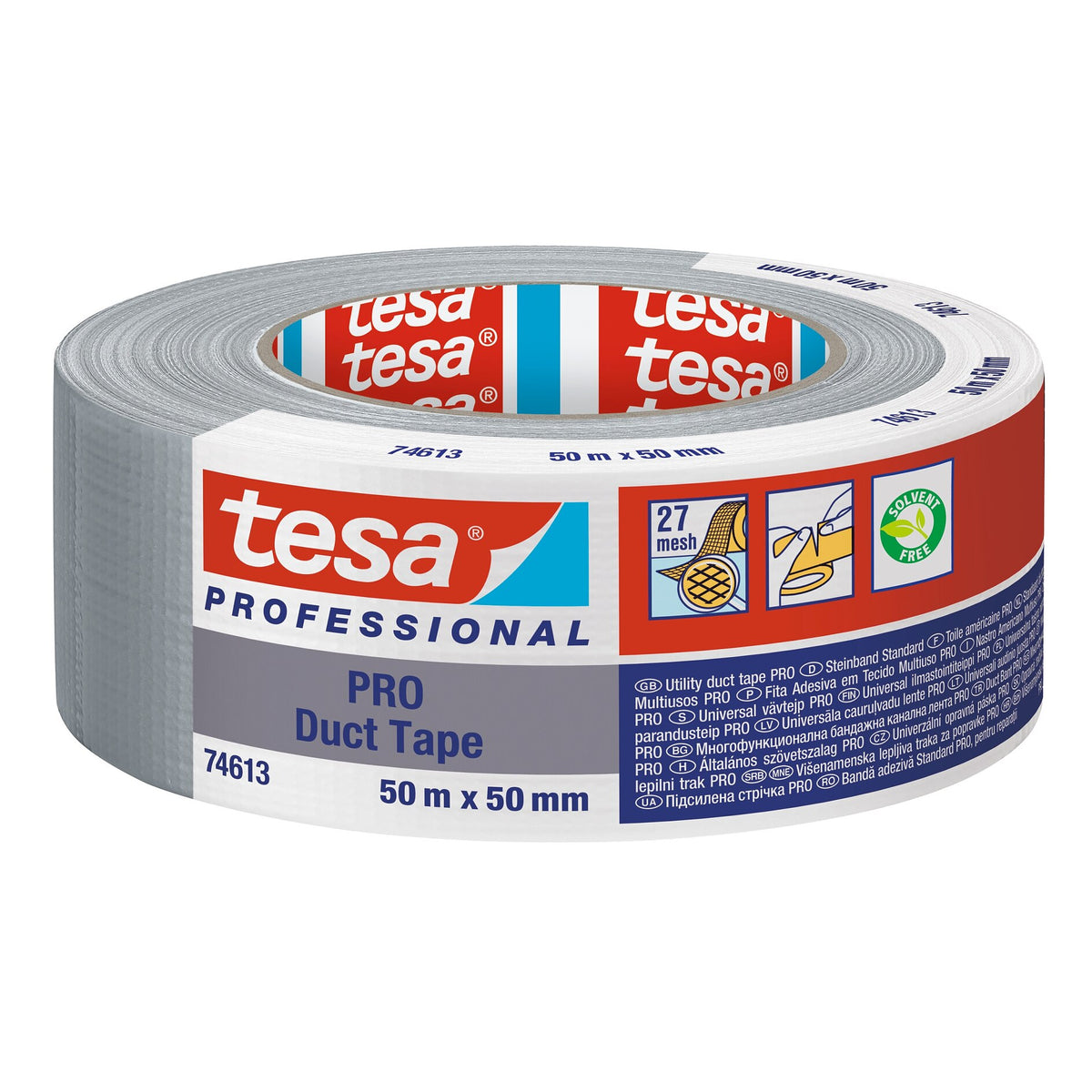 Cinta adhesiva tesa PRO 74613 >60 % de plástico reciclado, 50 m x 50 mm, color plateado