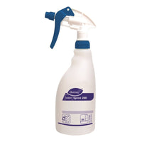 The Diversey Germany Sprint 200 trigger spray bottle (0.5 L) features a blue sprayer, instructions for use, and a brand logo. Easy to use and refill as a refillable bottle for convenient use.