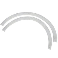 Two identical, curved metal strips with pre-drilled holes at both ends and in the middle, ideal for attaching your optional exhaust air filter | Pack (1 piece) from Diversey Deutschland GmbH & Co. OHG, shown on a white background.