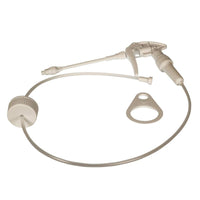 A white foam spray head for a 2-liter plastic bottle from Diversey Deutschland GmbH & Co. OHG is shown with a hose attached to a trigger handle, positioned next to the round spray head with a hole in it, all set against a plain white background.