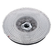 El cepillo de fregado de nailon de Diversey (43 cm) para los modelos swingo 1850 y 4000 cuenta con cerdas blancas y densas dispuestas en círculos concéntricos, con un núcleo de plástico. Se muestra sobre un fondo blanco. 1 unidad, cepillo de fregado estándar de Diversey Deutschland GmbH & Co. OHG.