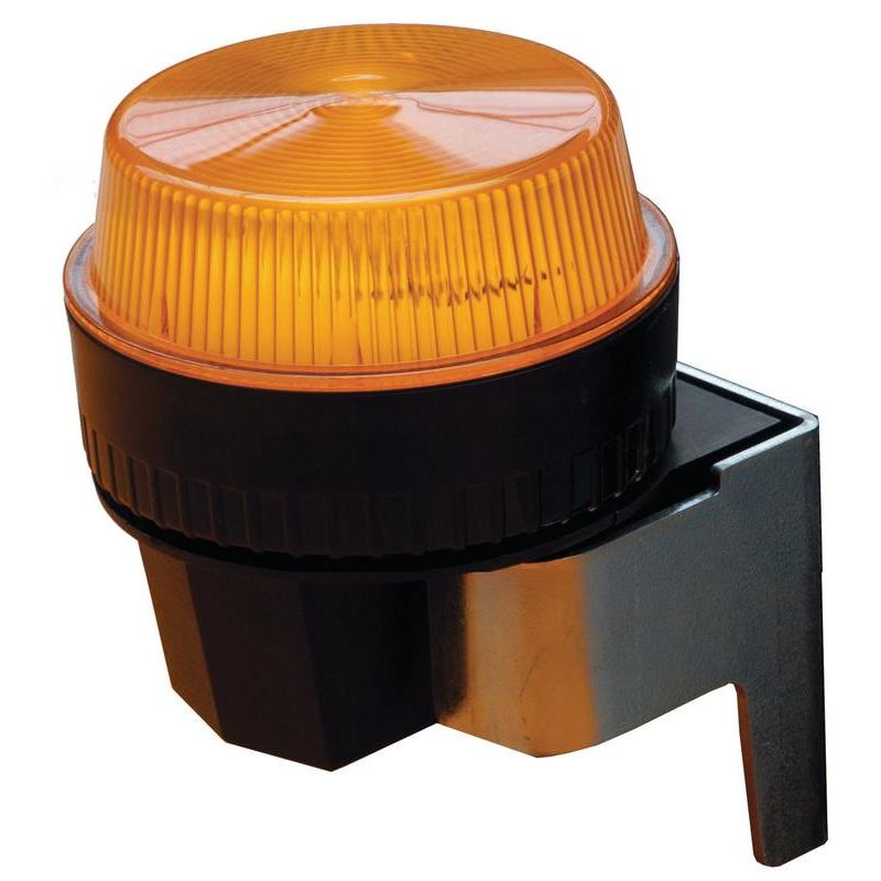 En nærbilde av Diversey Blitzlichtset swingo 4000/5000, et riflet, gult varsellys med svart sokkel og montering for TASKI swingo 4000/5000 maskiner - perfekt for profesjonelle rengjøringsoppgaver.