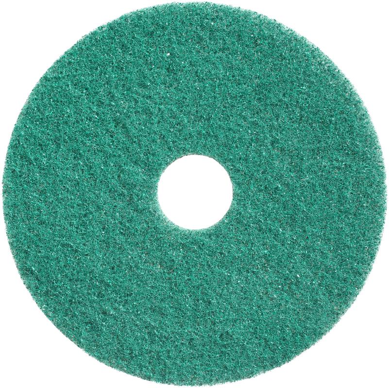 The green, round Twister Pad from Diversey Deutschland GmbH & Co. OHG is a maintenance cleaning pad for stone floors with an abrasive surface and central hole – ideal for effective cleaning and polishing.