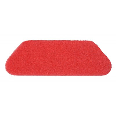 Das TASKI Americo S-Pad 45 x 15 cm Rot von Diversey, ein Reinigungs- und Polierpad für Unterhaltsreinigung und Spray-Cleanern, ist rechteckig mit leicht abgerundeten Kanten und schräger Ecke vor weißem Hintergrund zu sehen.