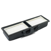 El microfiltro HEPA H13 TASKI AERO 8/15 de Diversey Deutschland GmbH & Co. OHG es un cartucho rectangular con dos filtros plisados blancos dentro de un marco negro con asas frontales, de clase H13, para aspiradoras TASKI Aero; ideal para personas alérgicas.
